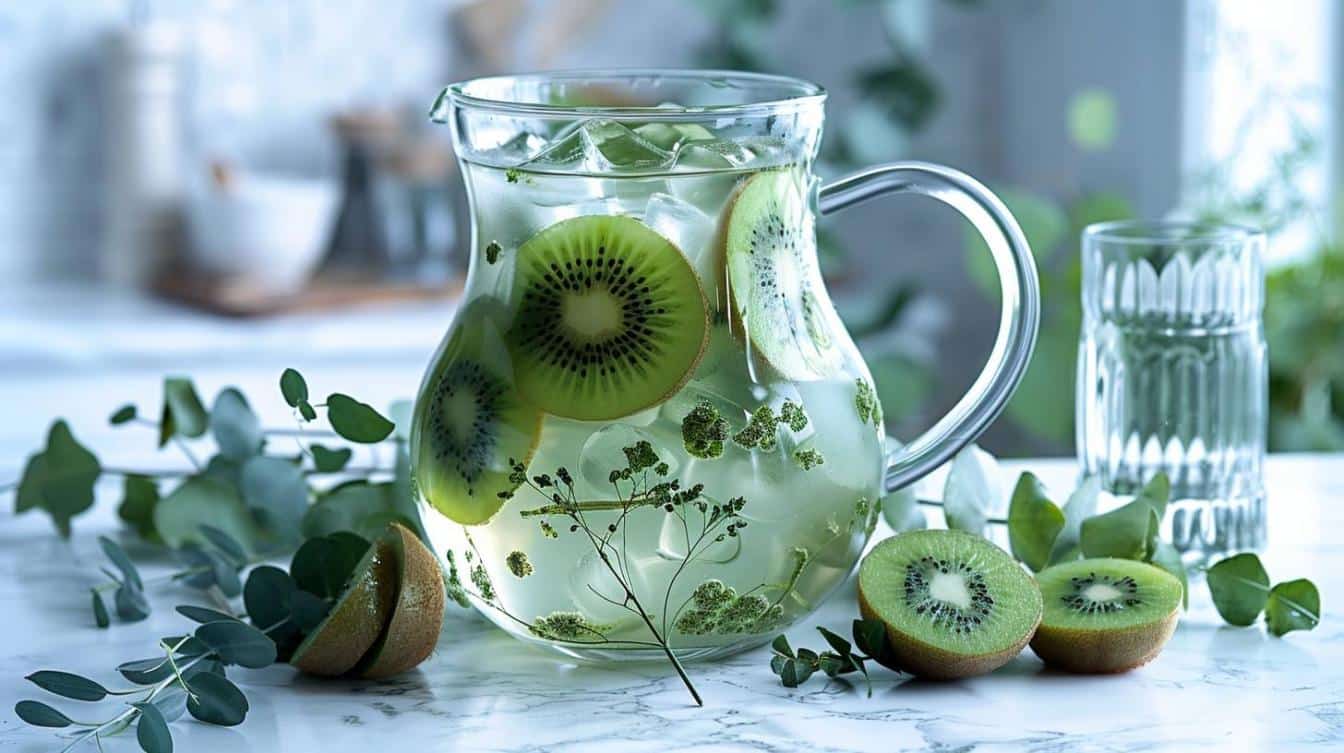 Infusion Froide Kiwi et Eucalyptus – Propriétés expectorantes et revitalisantes, bonne pour la respiration.