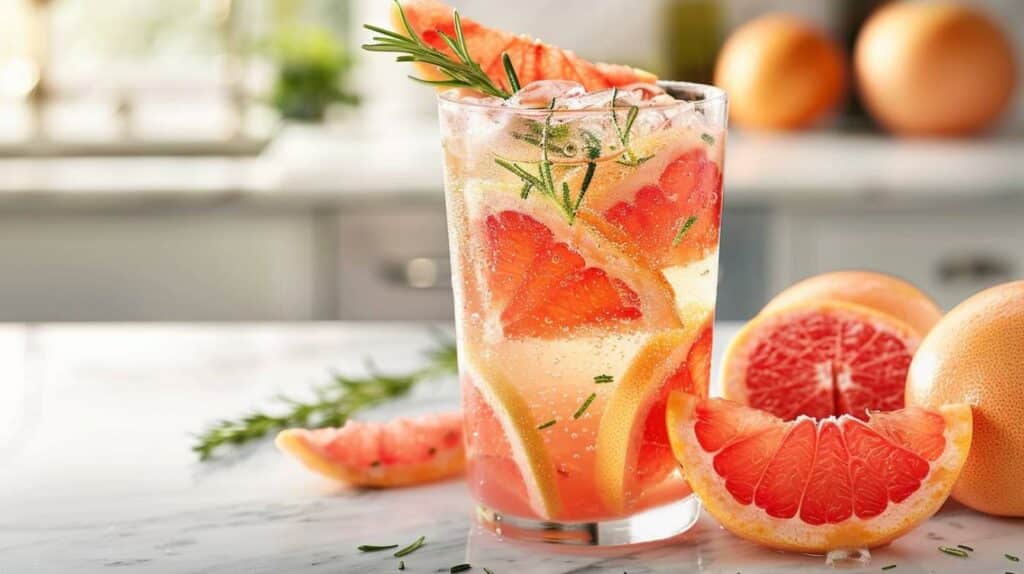 Infusion Froide Pamplemousse et Romarin – Stimule la digestion et possède des propriétés drainantes.