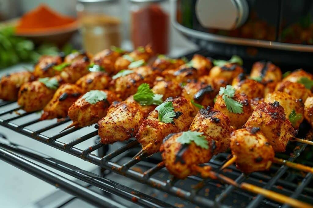 Recette airfryer mini brochettes de poulet tandoori : un plat facile et savoureux à préparer