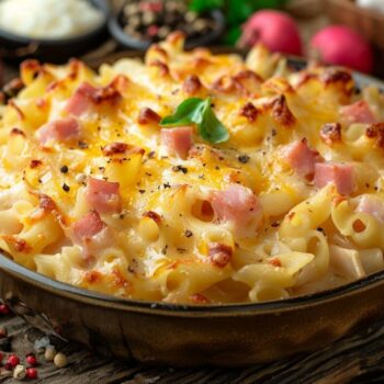 Recette airfryer casserole de nouilles au jambon et au fromage : facile et rapide à préparer