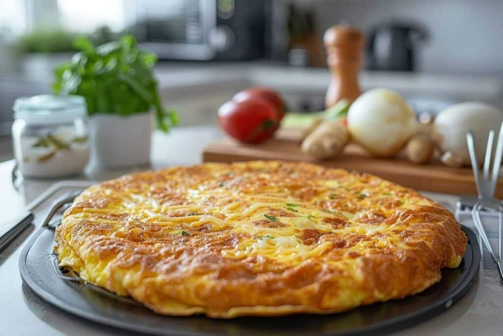 Recette airfryer omelette au fromage format familial : facile, rapide et délicieux pour toute la famille