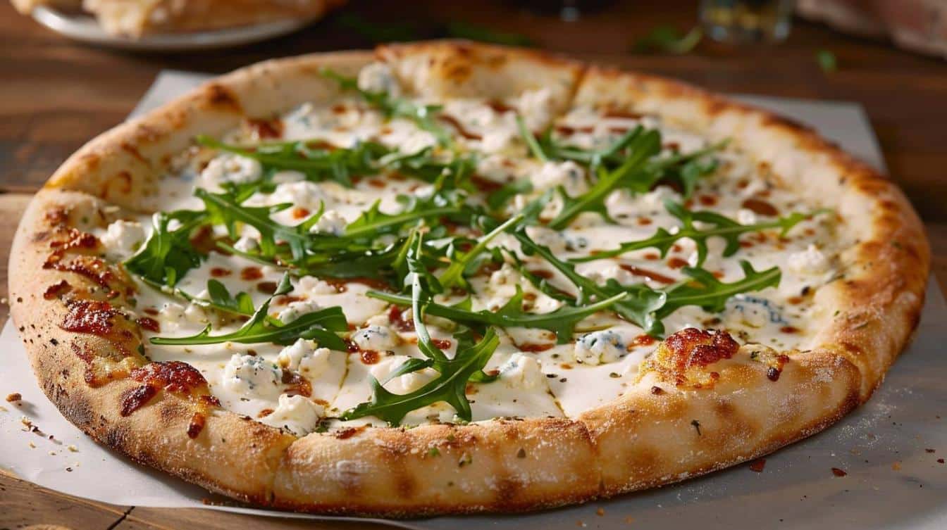 Pizza Blanche aux Trois Fromages et Roquette