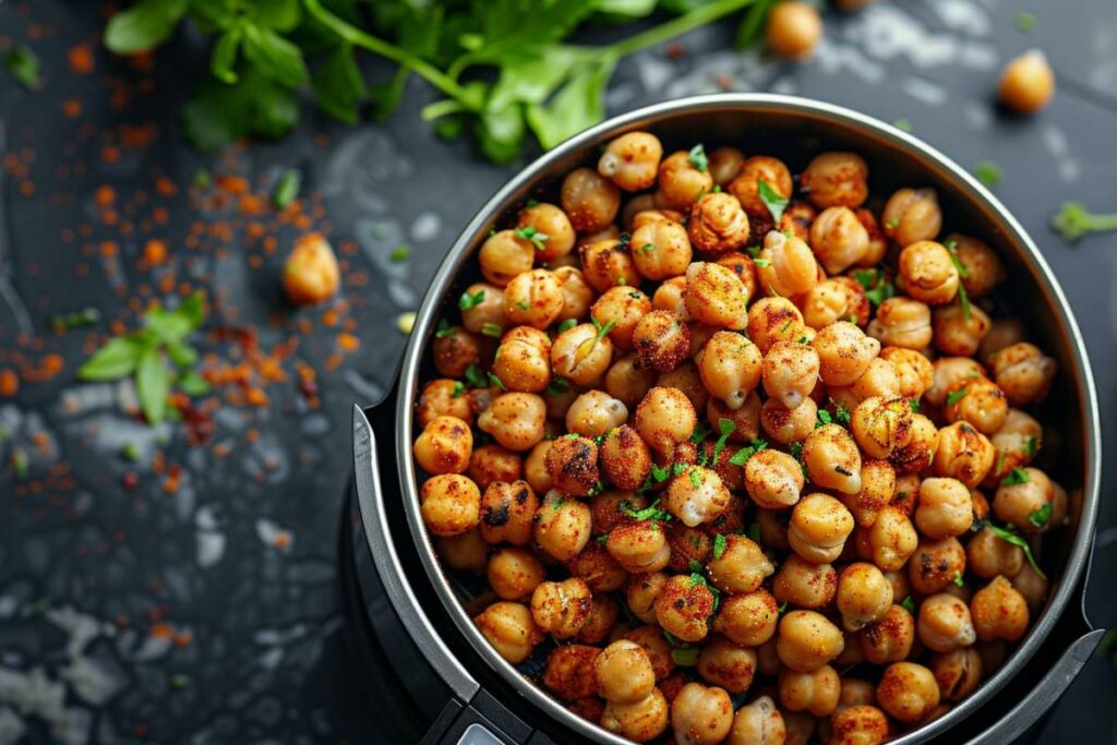 Recette airfryer pois chiches grillés et épicés : une collation saine et savoureuse en quelques minutes