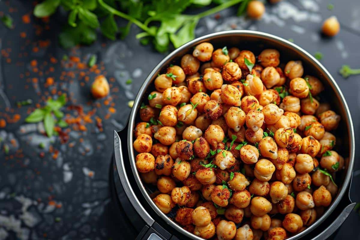 Recette airfryer pois chiches grillés et épicés : une collation saine et savoureuse en quelques minutes