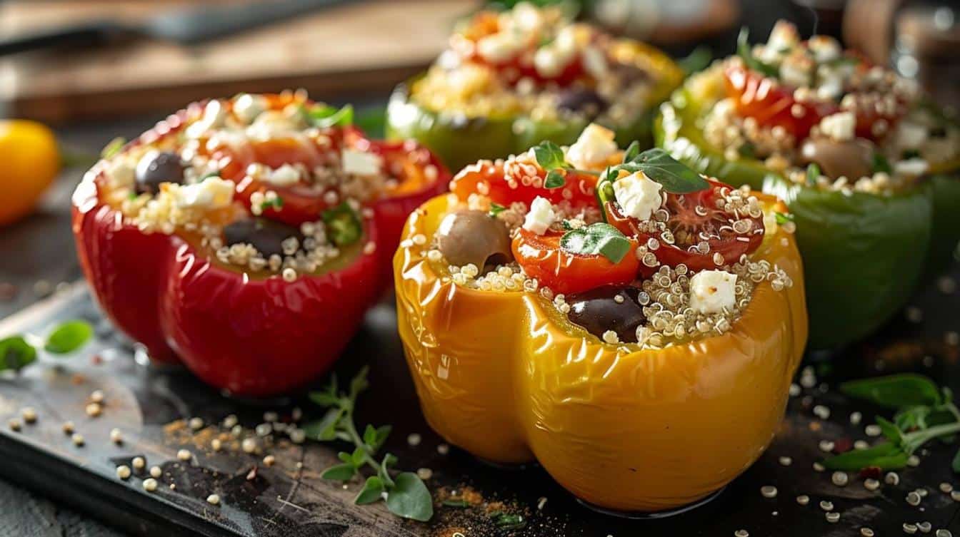 Poivrons Farcis au Quinoa et Légumes Méditerranéens