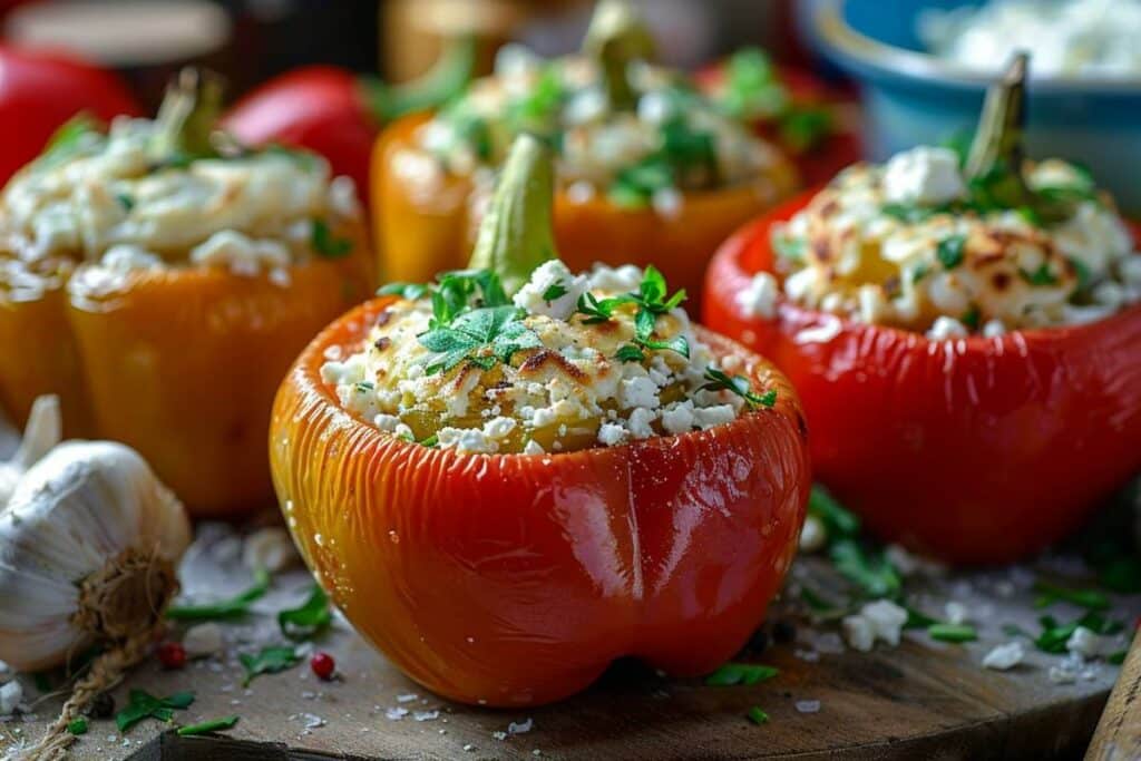 Recette airfryer : poivrons turcs en cloque farcis à la feta, rapide et délicieux