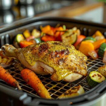 Recette airfryer demi-poulet moutarde avec légumes rôtis : facile et délicieux