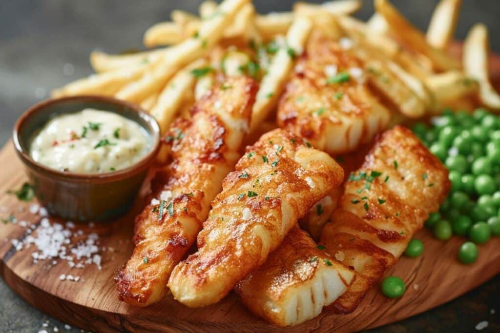 Recette airfryer : doigts de poisson, frites croustillantes et petits pois savoureux