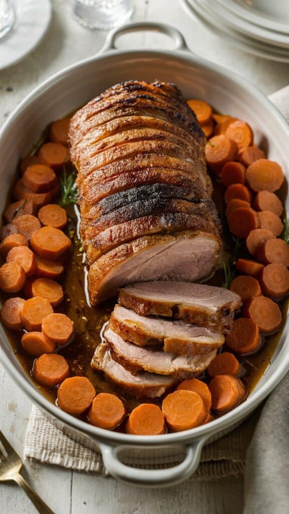 Rôti de porc et carottes au four.