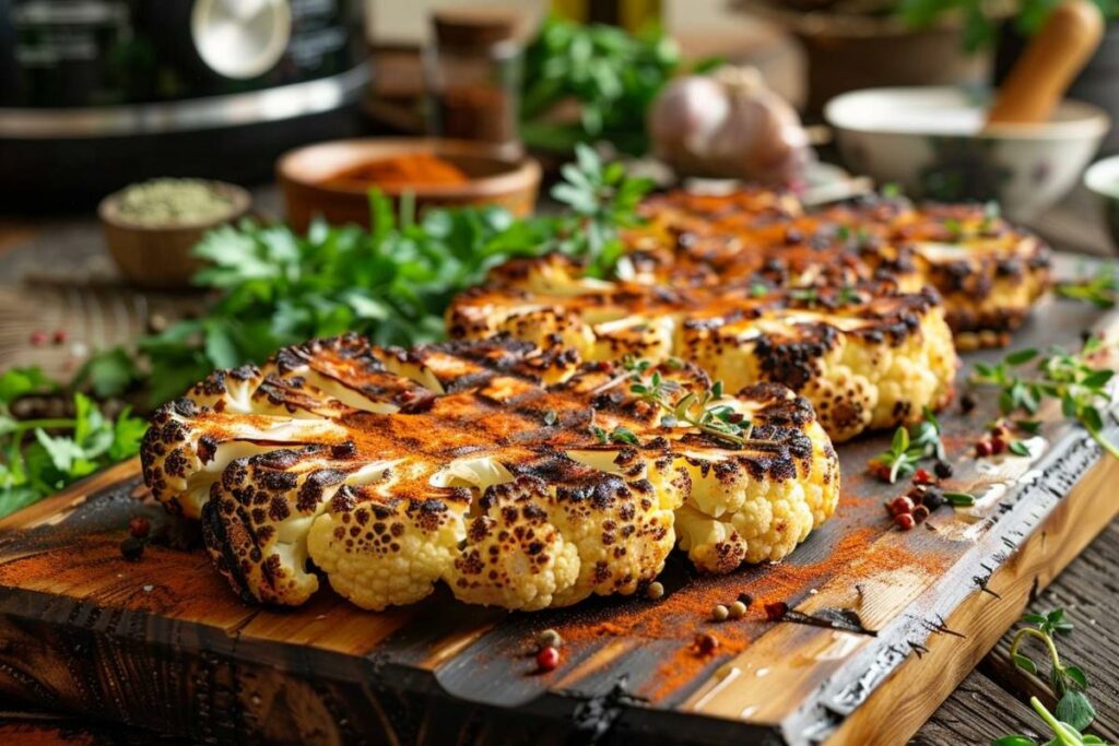Recette airfryer : steaks de chou-fleur grillés aux épices du Moyen-Orient parfaits