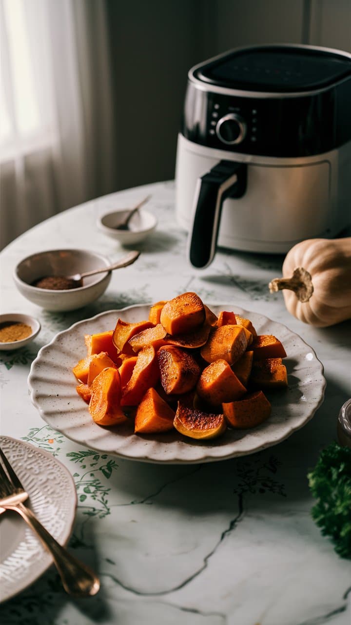 Courge rôtie à la friteuse sans huile, appétissante
