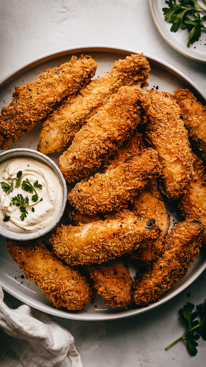 Nuggets de poulet croustillants avec sauce crémeuse