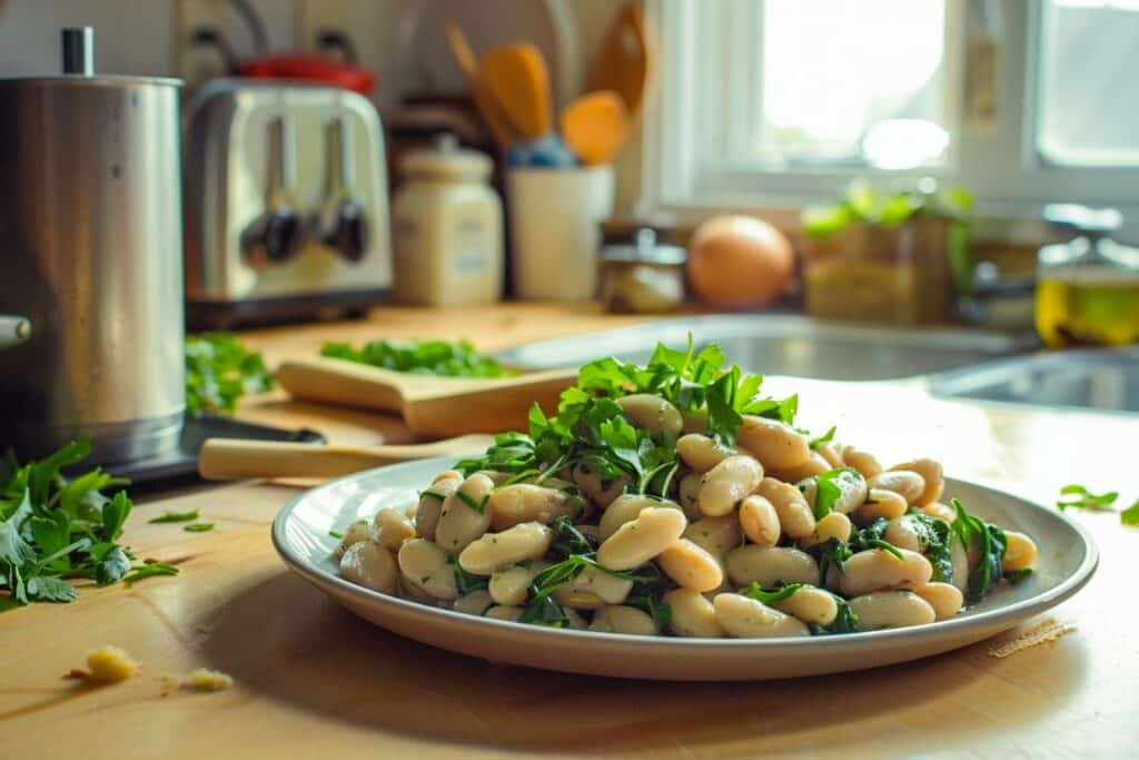 casserole de haricots blancs et Épinards
