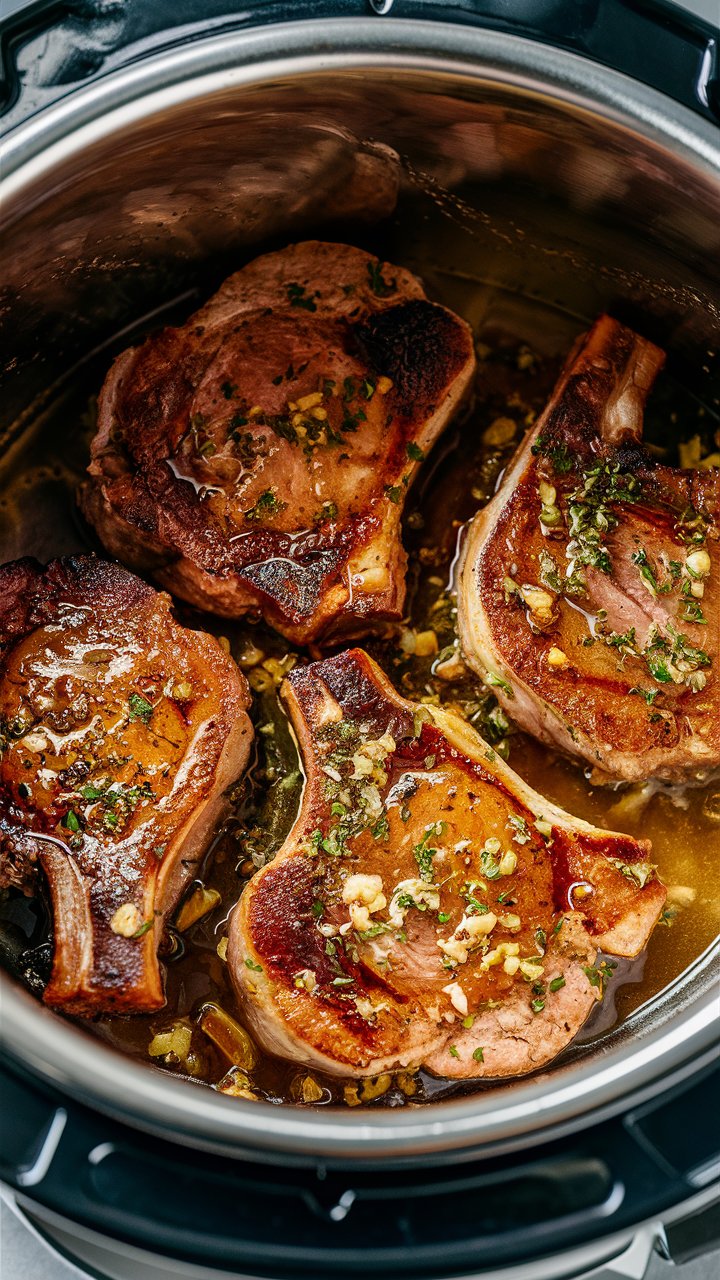 Côtes de porc cuites dans un autocuiseur.