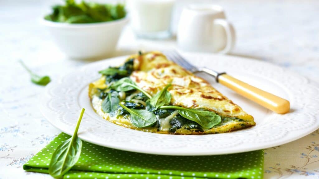 omelette aux épinards et champignons