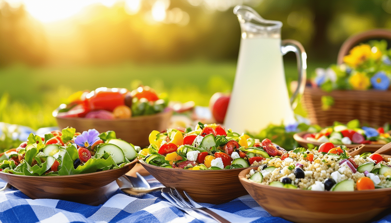 découvrez nos délicieuses salades composées, parfaites pour vos pique-niques ! fraîches, colorées et faciles à préparer, elles raviront vos convives et rendront vos sorties en plein air encore plus savoureuses.