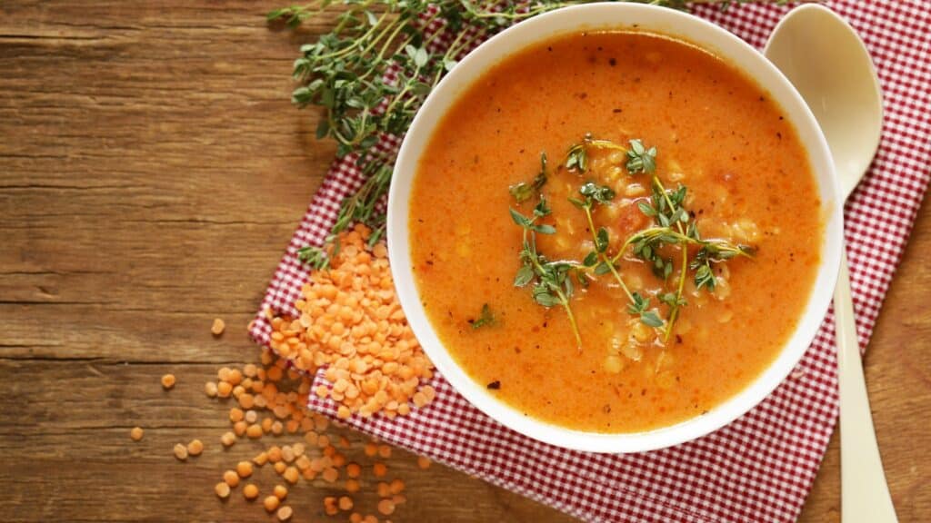 soupe de lentilles protéinée