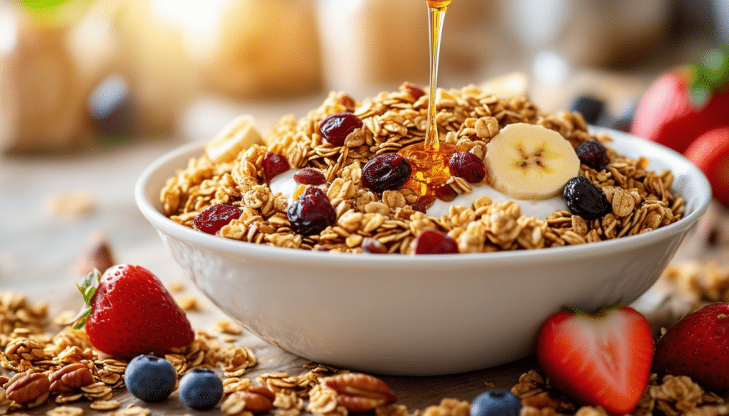 découvrez le bol de granola croustillant, votre allié incontournable pour démarrer la journée avec une énergie débordante. savourez un mélange parfait de croustillant et de saveurs, tout en bénéficiant d'une nutrition optimale pour bien commencer votre matinée.
