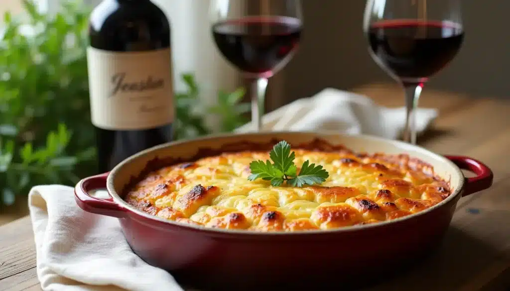 gratin dauphinois vinrouge table