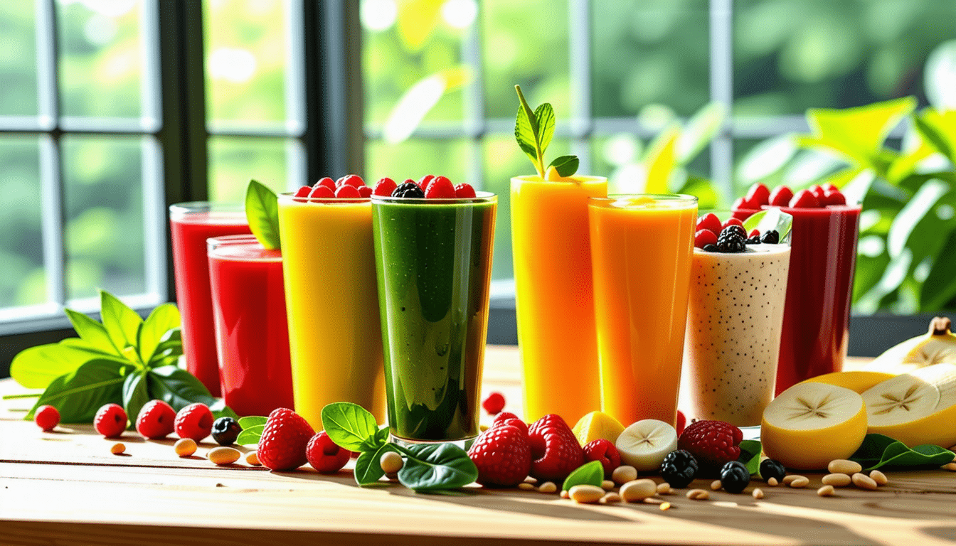 découvrez notre sélection de smoothies énergisants, idéaux pour dynamiser votre journée. ces recettes saines et délicieuses regorgent de vitamines et de nutriments pour vous apporter l'énergie dont vous avez besoin. à savourer à tout moment pour une dose de vitalité !