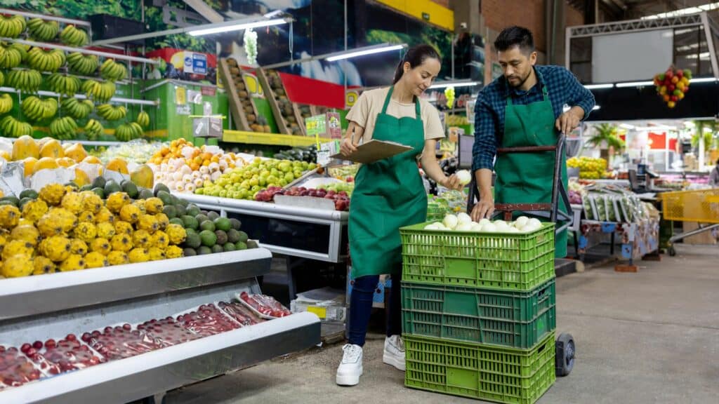 mise en rayon légumes