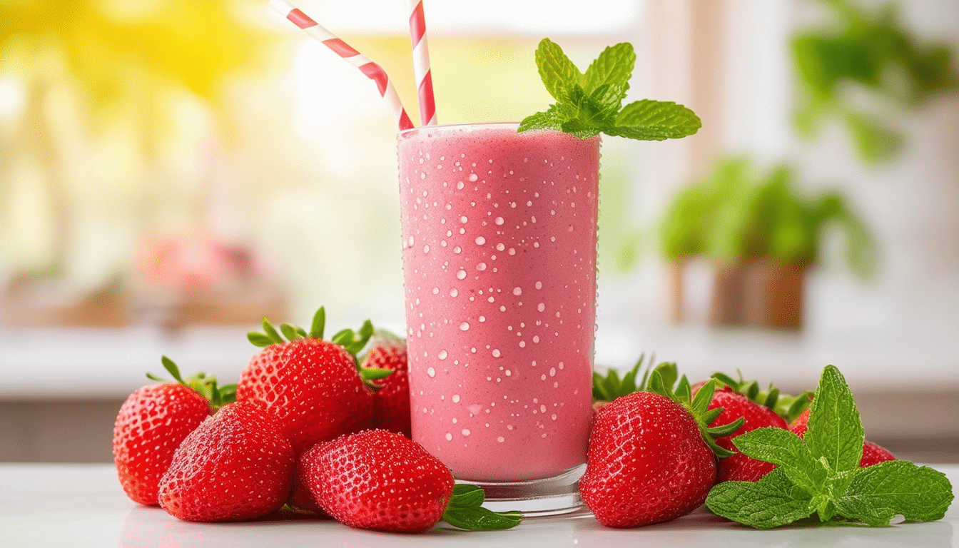 découvrez notre recette incroyable de smoothie fraise, une boisson rafraîchissante et délicieuse qui fera le bonheur de vos journées d'été. facile à préparer, ce smoothie allie le goût sucré des fraises à des ingrédients sains pour un moment gourmand et revitalisant. parfait pour un petit-déjeuner, un snack ou un dessert léger !