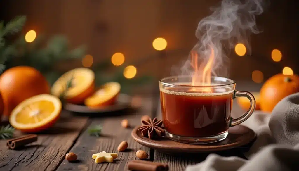 vin chaud hiver table rustique