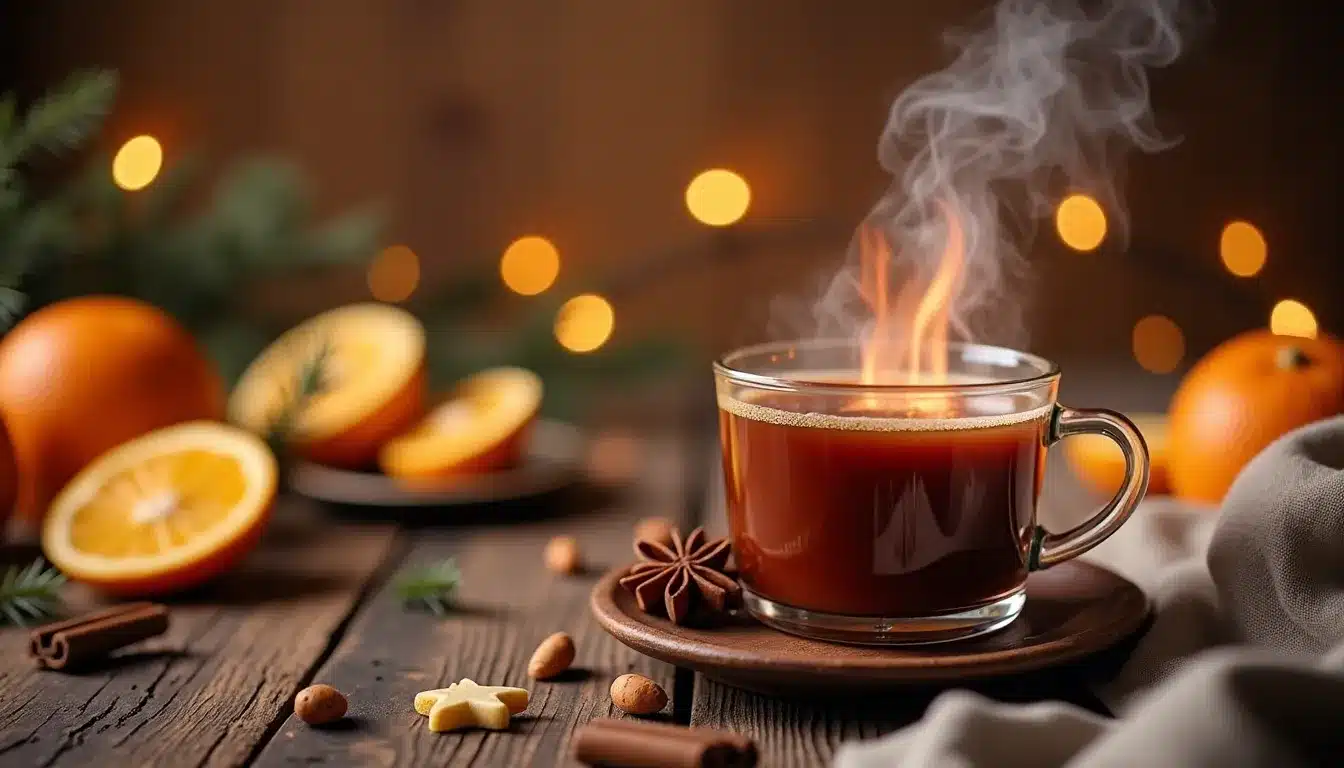 vin chaud hiver table rustique