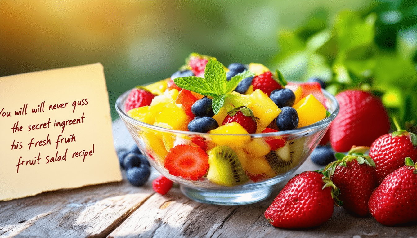 découvrez une délicieuse salade de fruits frais agrémentée d'un ingrédient secret surprenant. cette recette unique éveillera vos papilles et ravira vos convives. ne manquez pas l'opportunité de surprendre avec cette préparation rafraîchissante et originale !