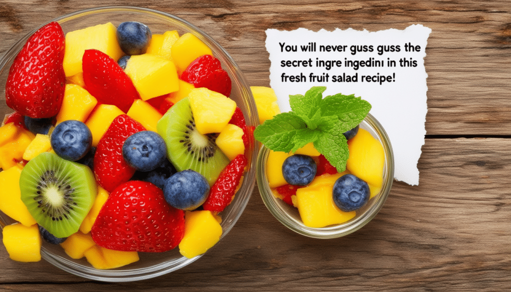 découvrez une salade de fruits frais étonnante avec un ingrédient secret qui rehausse les saveurs ! éveillez vos papilles avec cette recette simple et délicieuse qui surprendra vos convives. un mélange unique de fruits et une touche inattendue à ne pas manquer !