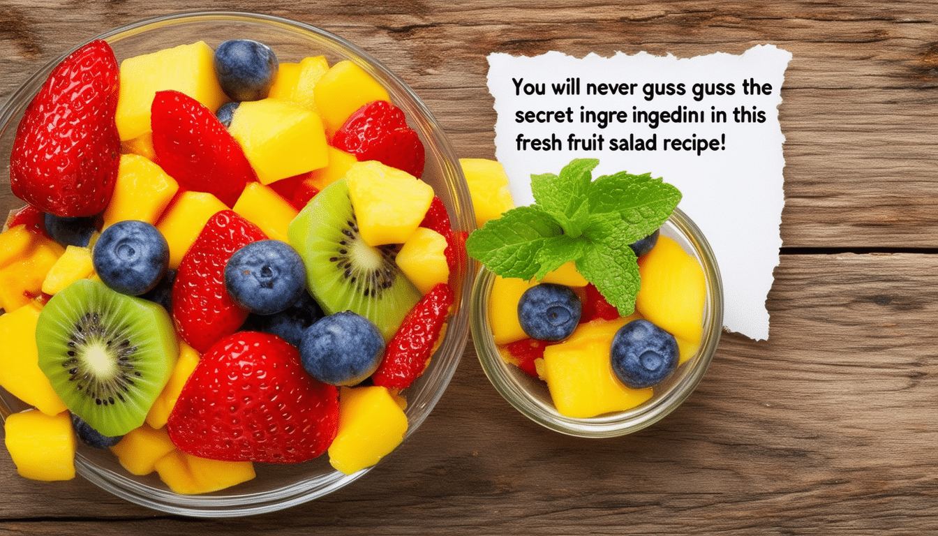 découvrez une salade de fruits frais étonnante avec un ingrédient secret qui rehausse les saveurs ! éveillez vos papilles avec cette recette simple et délicieuse qui surprendra vos convives. un mélange unique de fruits et une touche inattendue à ne pas manquer !