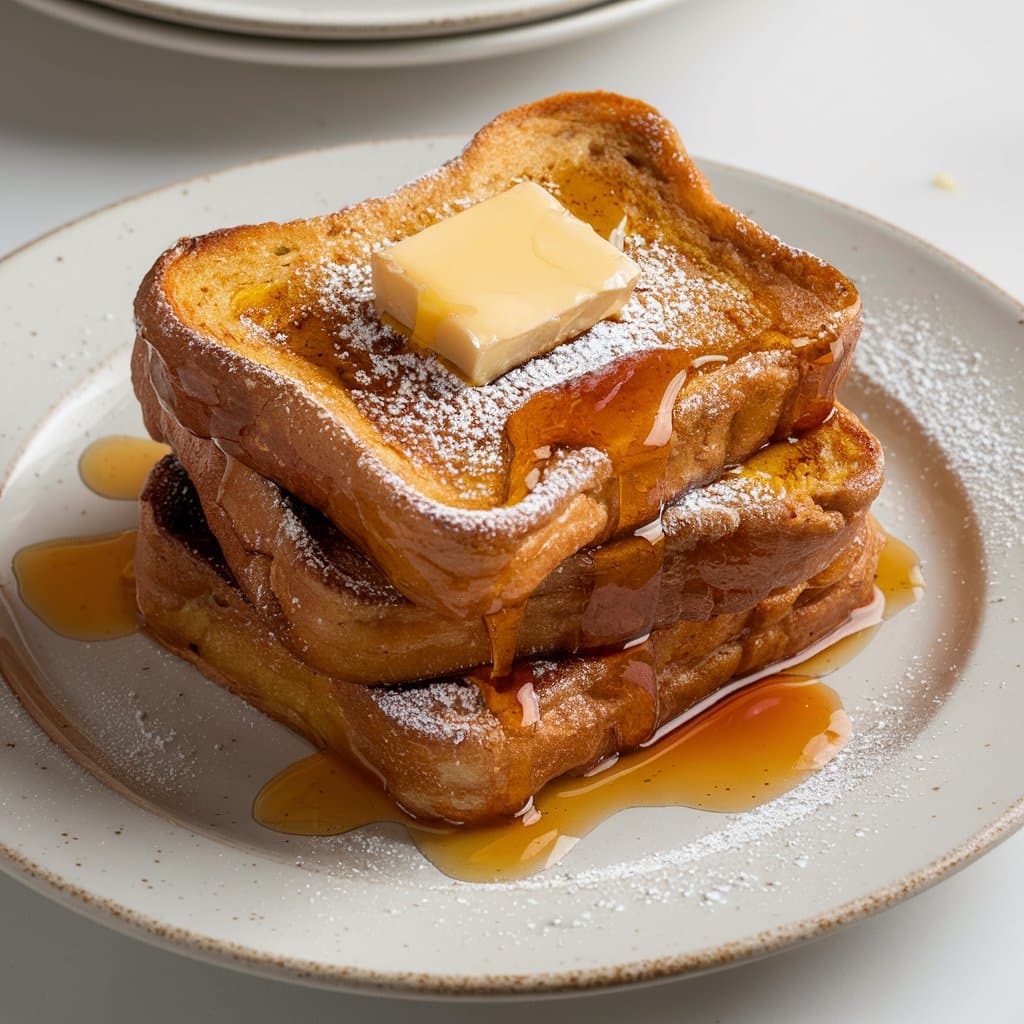 Pain perdu avec sirop et beurre.