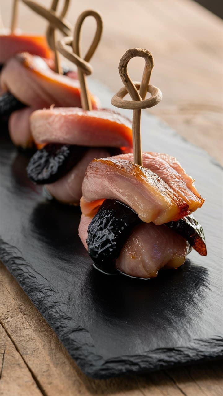 brochettes de magret de canard et pruneaux