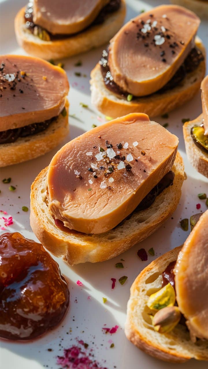 Toasts au foie gras avec confiture.