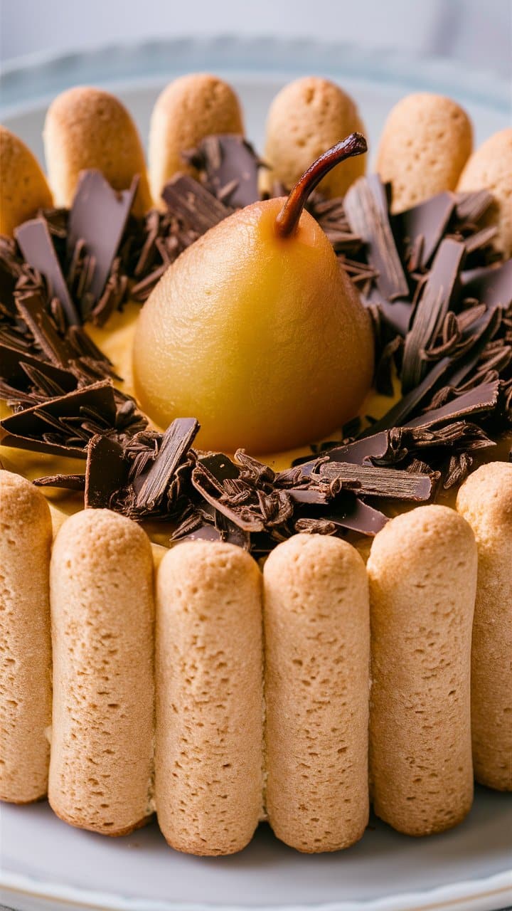 Gâteau poire chocolat avec biscuits.