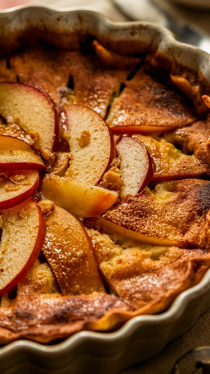 Tarte aux pommes dorée et croustillante.