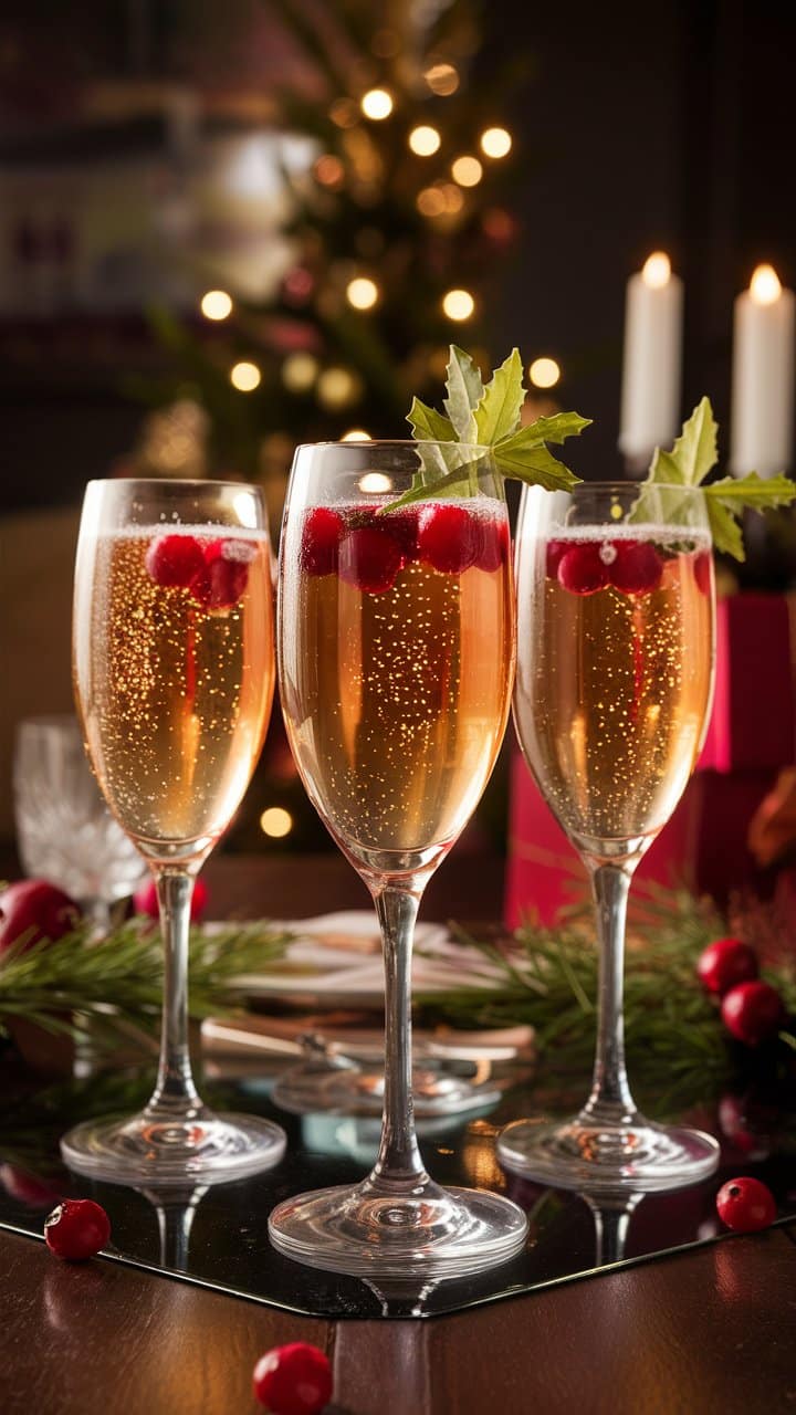 cocktail de champagne et canneberges
