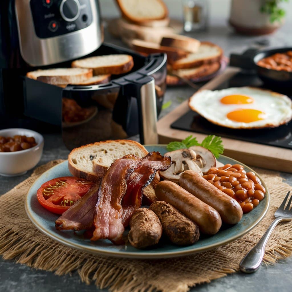 Petit-déjeuner anglais avec bacon et œufs.