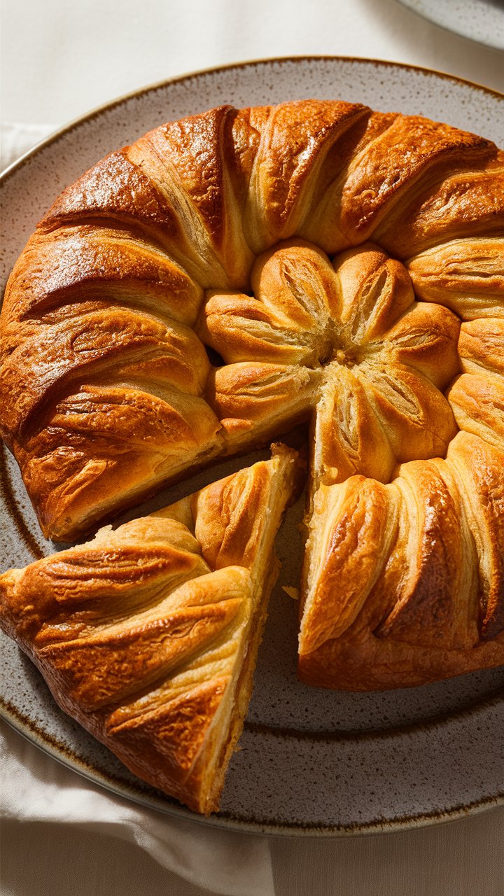 Gâteau feuilleté doré avec part manquante