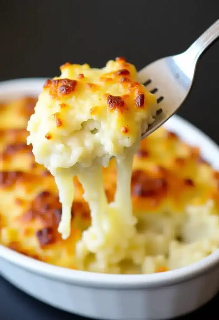 Gratin de pâtes au fromage doré au four.