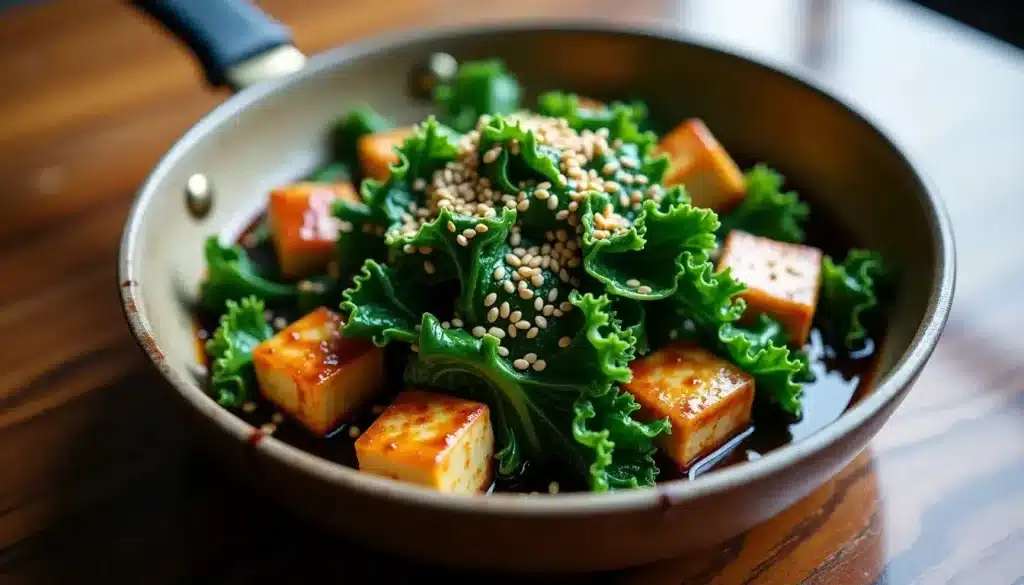 Salade de kale et tofu sauce sésame