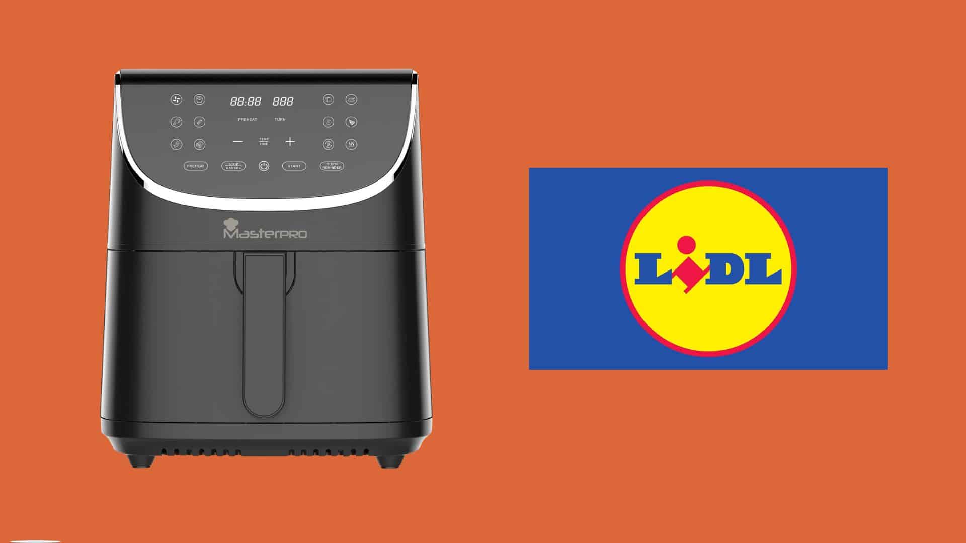 Friteuse à air Masterpro et logo Lidl.