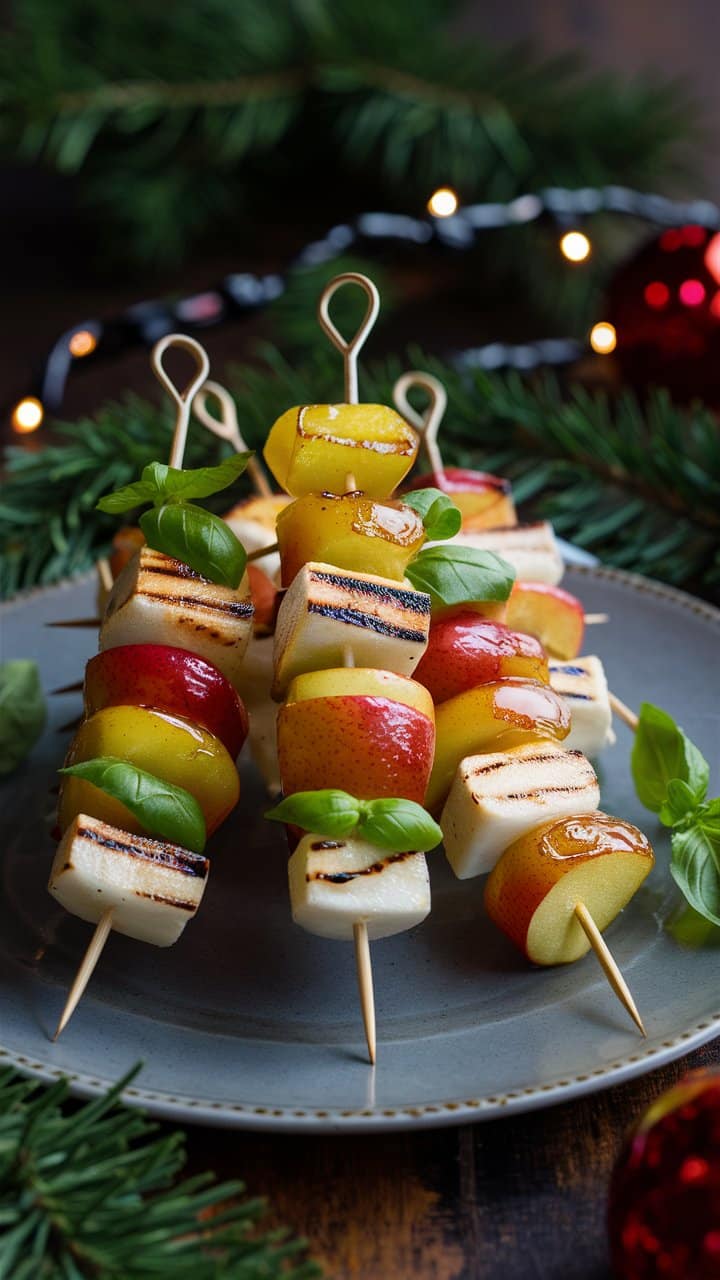 mini brochettes de boudin blanc et pommes