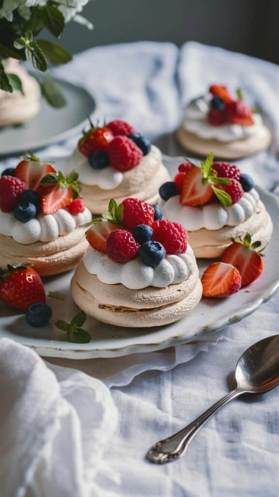mini pavlova aux fruits rouges