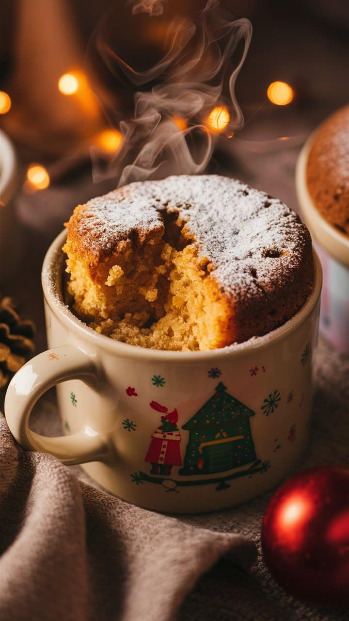 Soufflé chaud dans une tasse décorative.