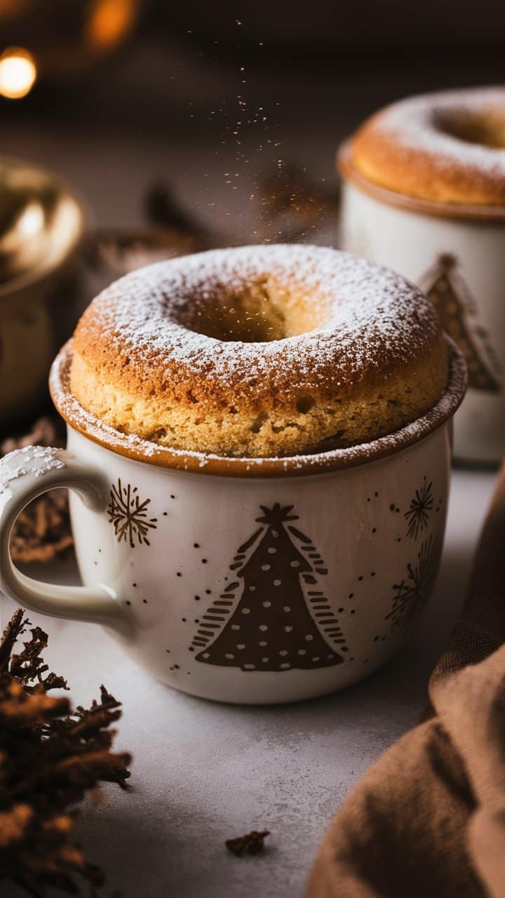 Soufflé à la vanille dans une tasse festive.