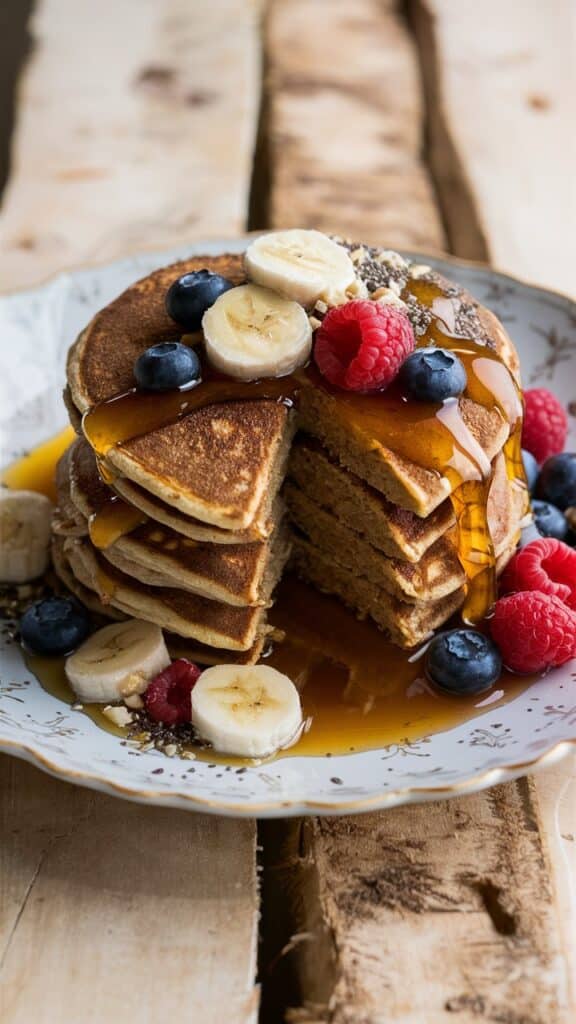 Crêpes garnies de fruits et sirop d'érable