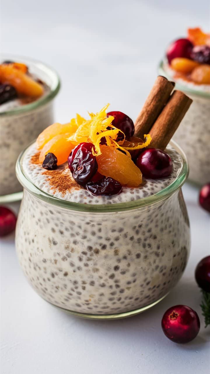 Pudding chia avec fruits et cannelle.