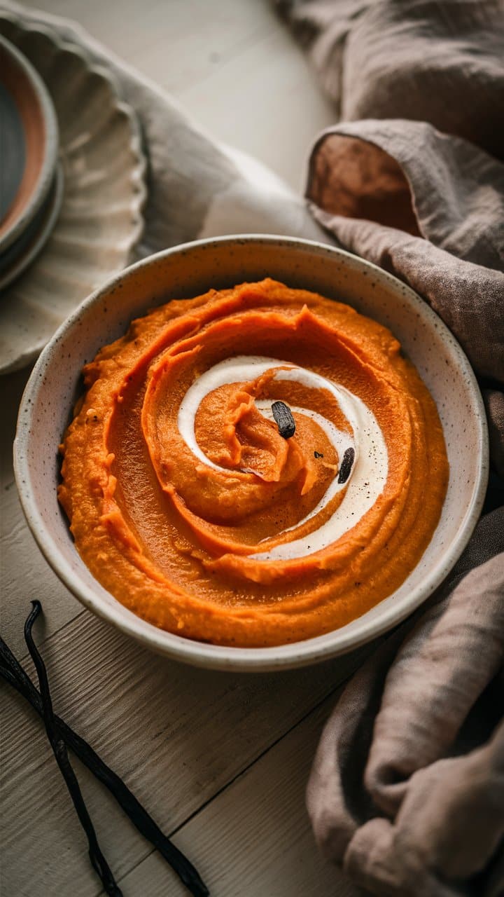 Purée de courge crémeuse dans un bol.