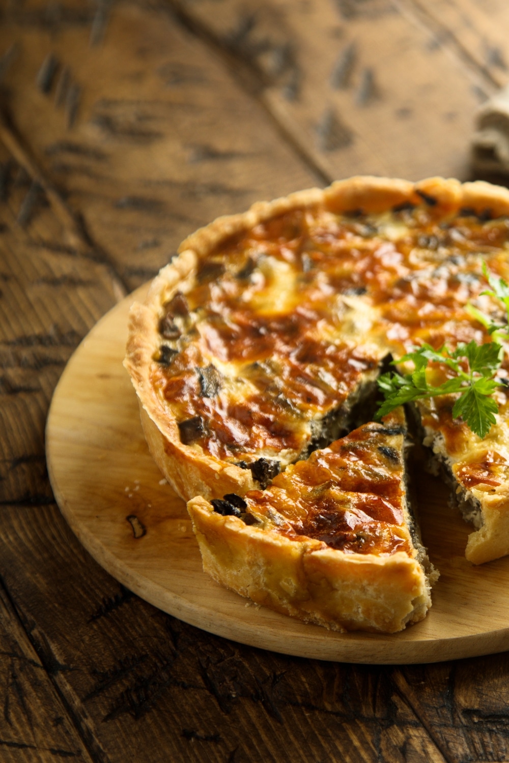 quiche aux champignons et fromage bleu